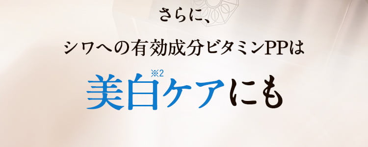 さらに、シワへの有効成分ビタミンPPは美白ケアにも